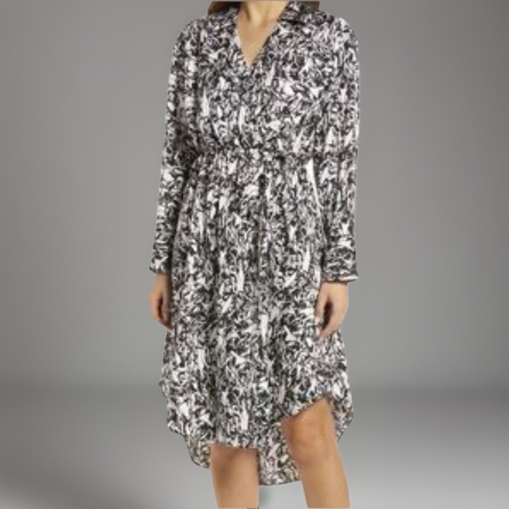 NWT Halogen Wrap Dress Black White Womens Size‎ Small